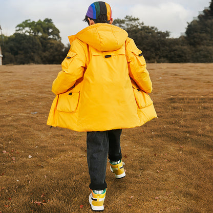 The Solid Down: Fashion Solid-Color Mid-Length Down Jacket