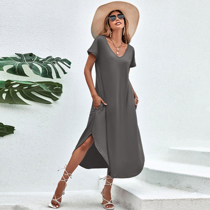 V-neck Split Irregular Hem Homewear Pajamas For Women