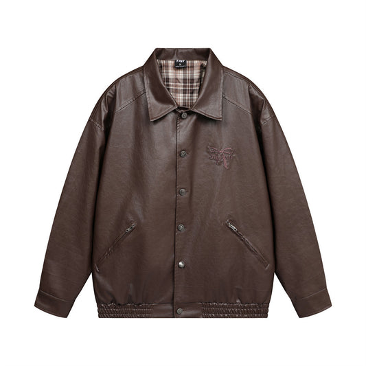 Mens Leather Coat Brand Zipper Signature Craftsmanship