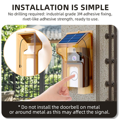 HD Wireless Video Doorbell With Solar Rain Cover