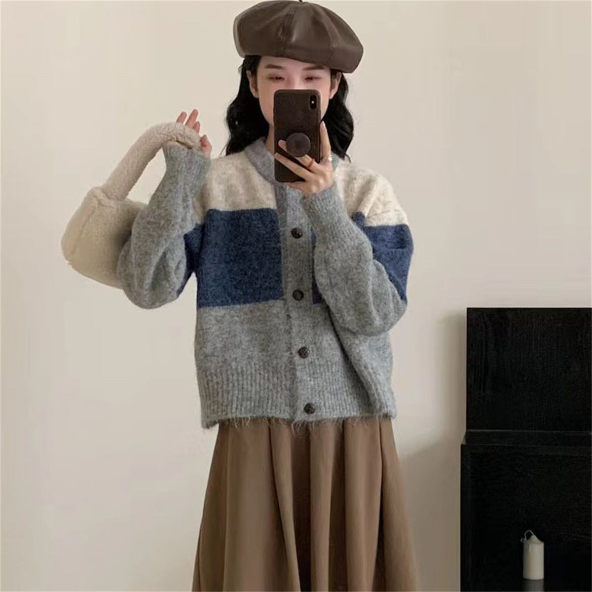 Retro Lazy Style Design Sense All-matching Knitted Sweater