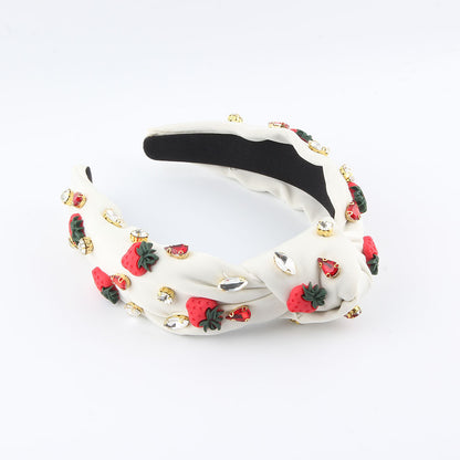 New Fashion European And American Style Green Fabric Knotted Diamond-laid Headband