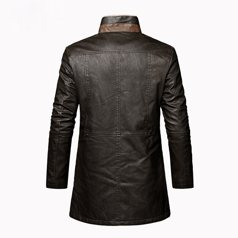 Mens Leather Extended Plus Size PU Leather Coat Inclusive Reach