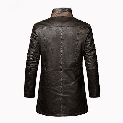 Mens Leather Extended Plus Size PU Leather Coat Inclusive Reach