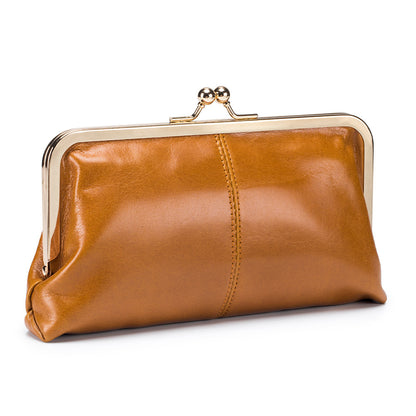 European And American Retro Clip Bag Long Clutch Wallet