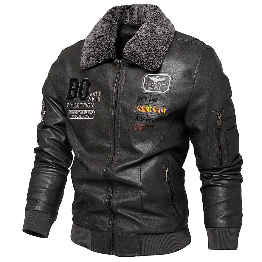 Foreign Trade New Mens Casual Fashion Leather Slim Fit Jacket Coat Global Elegance