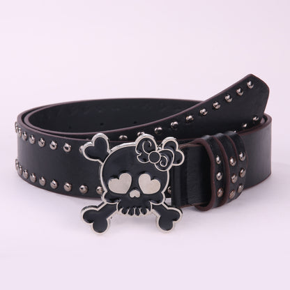 Belt Female Skull Wide Waist Seal Rivet Y2g Hot Girl Belt Men And Women