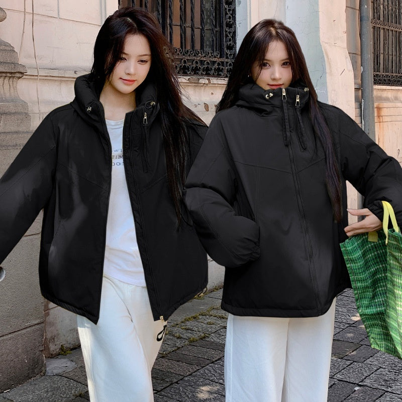 Fashion Double Zipper Hooded Quilted Women's All-match Outdoor Jacket Women