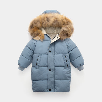 The Arctic Crest: Big Fur Collar Mid-Length Thickened Winter Coat