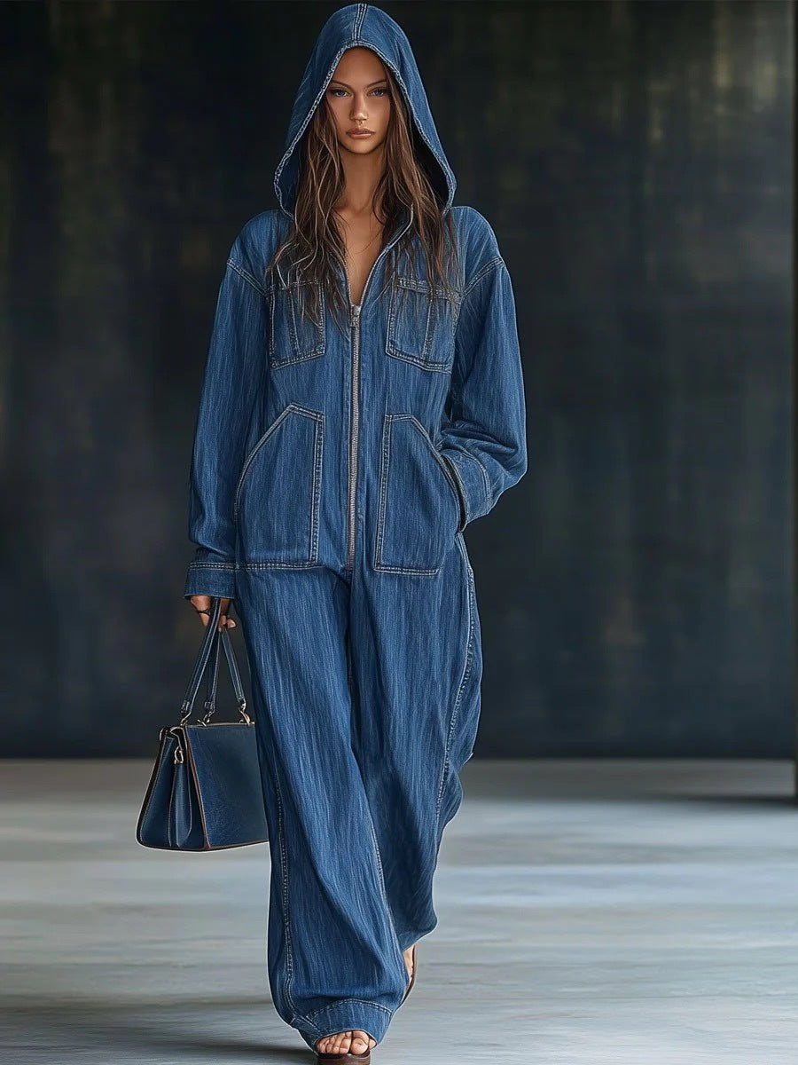 Women's Hooded Overalls Jeans Autumn-Winter New