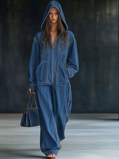 Women's Hooded Overalls Jeans Autumn-Winter New