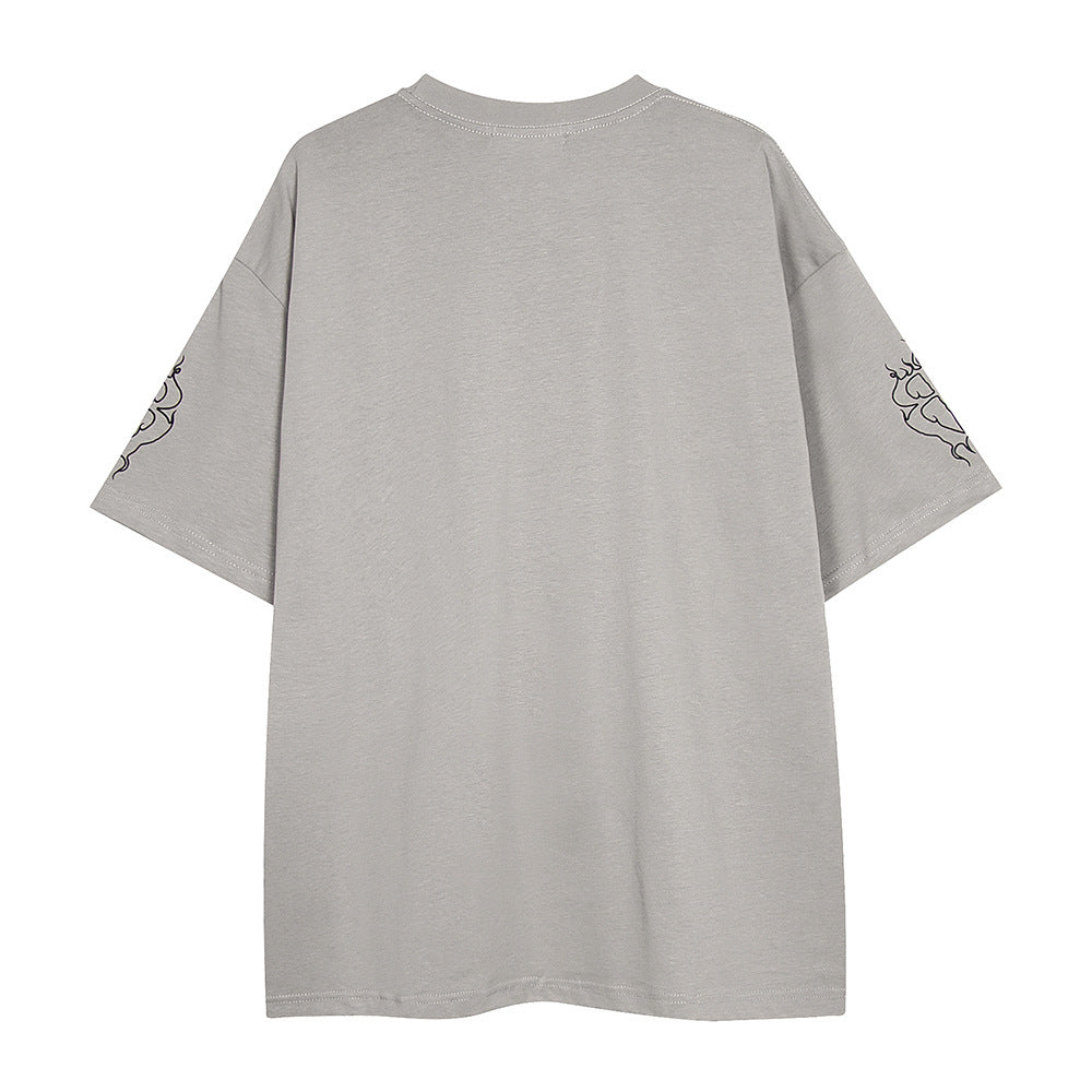 Creative Letters Flame Print T-shirt Men