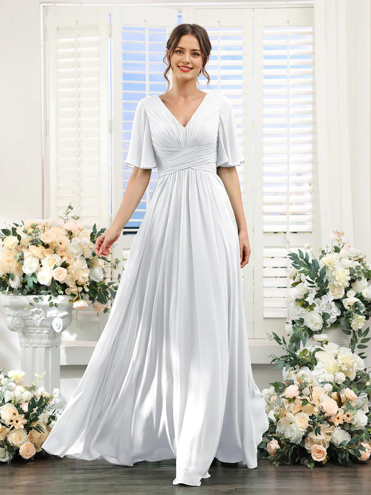 Split Mixed Satin Banquet Evening Long Dress