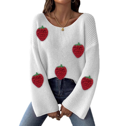 Women's Simple Loose Off Shoulder Off-the-shoulder Flared Sleeves Sweater