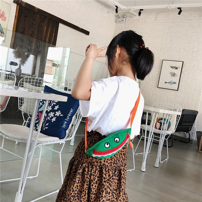 Canvas Artisan: Embroidered Cartoon Canvas Crossbody Bag