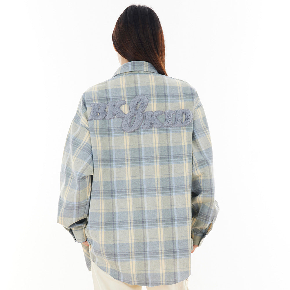 Loose Plaid Long Sleeve Shirt Men And Women