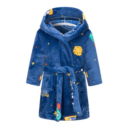 Velvet Dreams: Children’s Flannel Cartoon Print Nightgown
