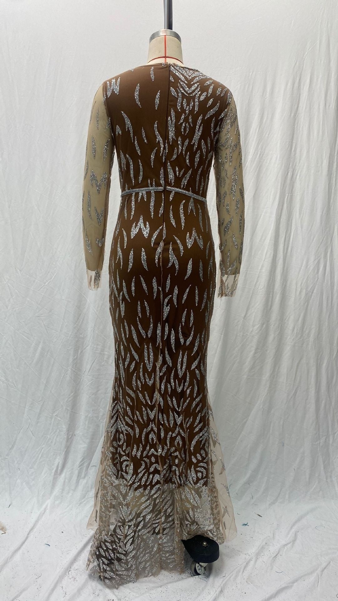 Women's Sexy Dress With Gold Long Sleeves