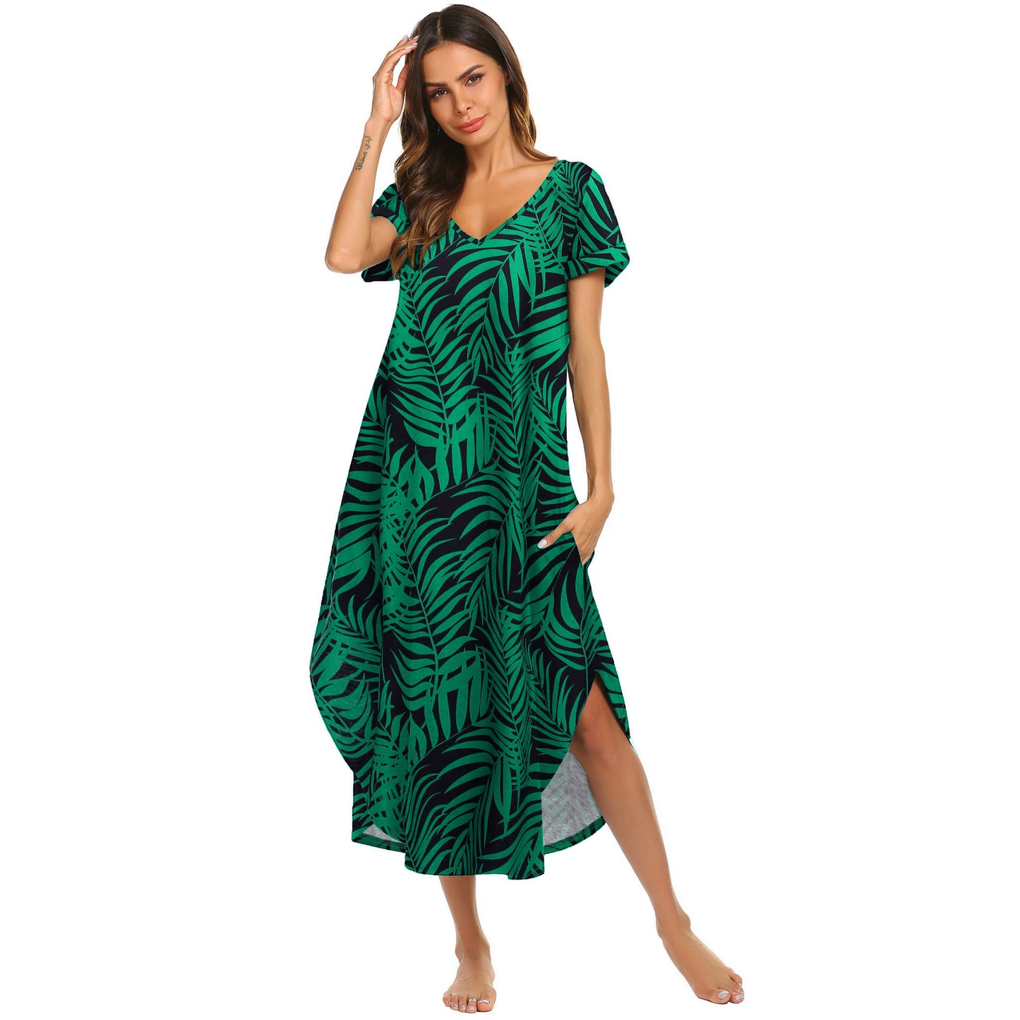 V-neck Split Irregular Hem Homewear Pajamas For Women