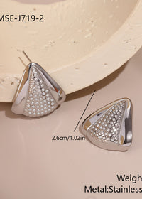 steel color triangle earrings