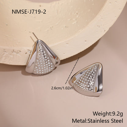 Elegant Geometric Diamond Stud Earrings Light Luxury Design Sense