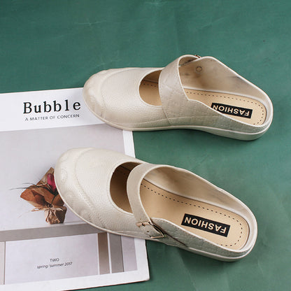 Baotou Flat Semi Slippers Women