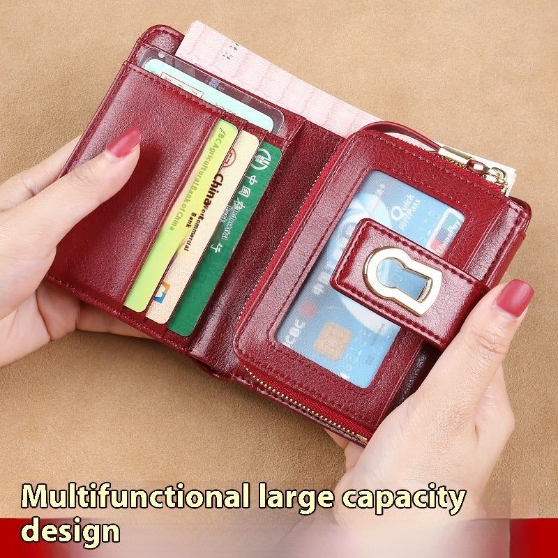 Women's Fashion Short Large Capacity Buckle Wallet