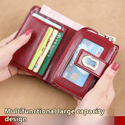 Women's Fashion Short Large Capacity Buckle Wallet