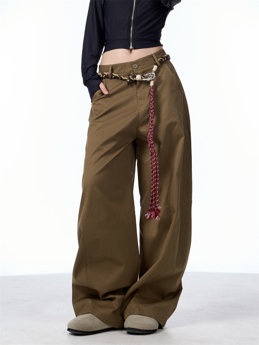 Retro Matchet Pants Casual Pants For Women With Belt