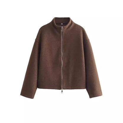 Women's Double Zipper Jacket Long Sleeve