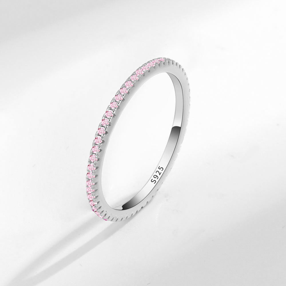S925 Silver Fashion Full Diamond Little Finger Ring Single Row Ring