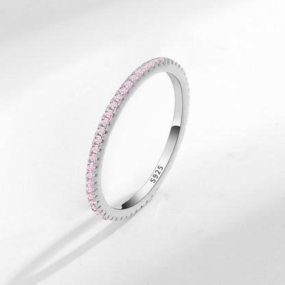 S925 Silver Fashion Full Diamond Little Finger Ring Single Row Ring