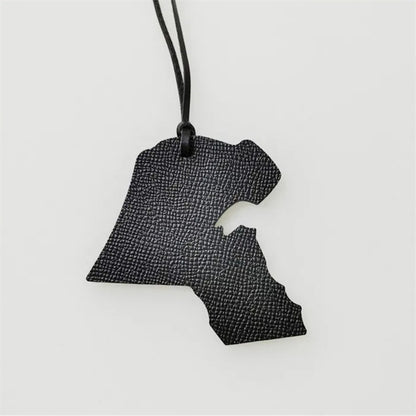 Map-shaped Leather Handbag Pendant