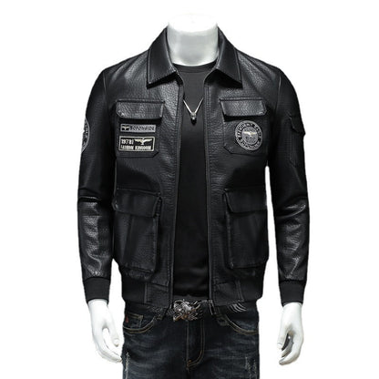 Autumn Winter New Mens Casual Leather Coat Slim Fit Mastery