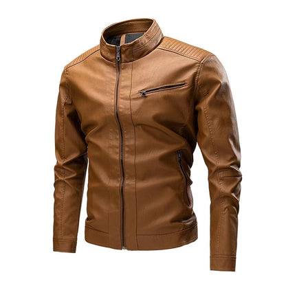 Spring Autumn Cross-Border Casual Mens Leather Stitching Motorcycle Retro Fashion Jacket Heritage Fusion