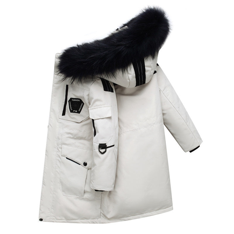 The Grand Arctic: Plus-Size Fur-Collar Mid-Length Down Jacket