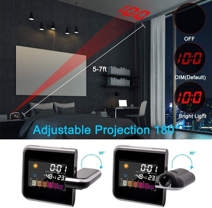 Smart Alarm Clock Digital LED Projector Temperature Time Projection LCD Display