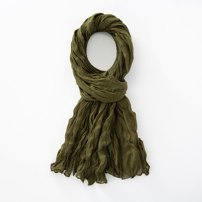 Women's Natural Wrinkle Pure Linen Scarf Shawl