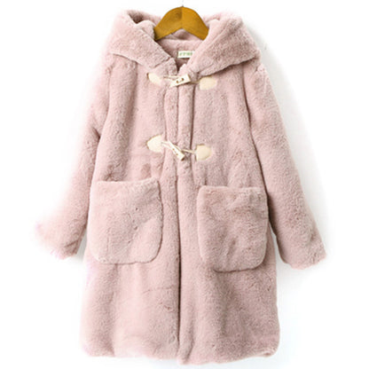The Sovereign Faux: Thickened Faux Fur Coat for Big Kids