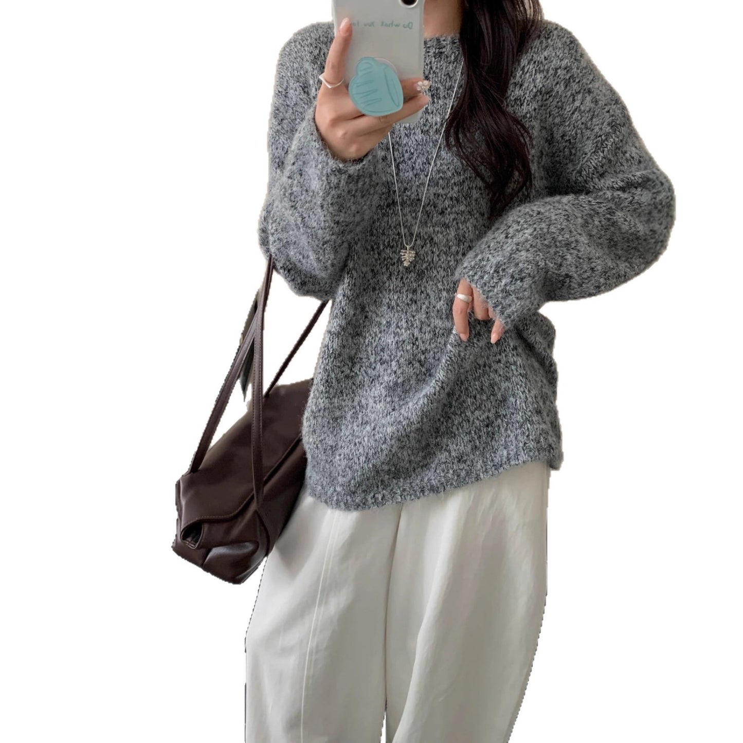 Korean Classic Round Neck High-grade Loose Soft And Glutinous Wear Knitted Sweater