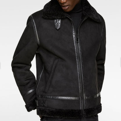 Mens Lapel Suede Fabric Jacket Coat Velvety Luxe Layering
