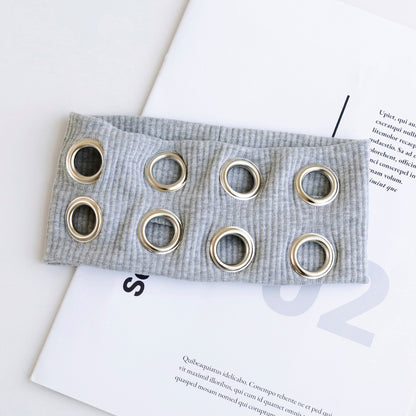 Hot Girl Metal Round Hole Hollow Out Elastic Ribbon Vintage Headwear