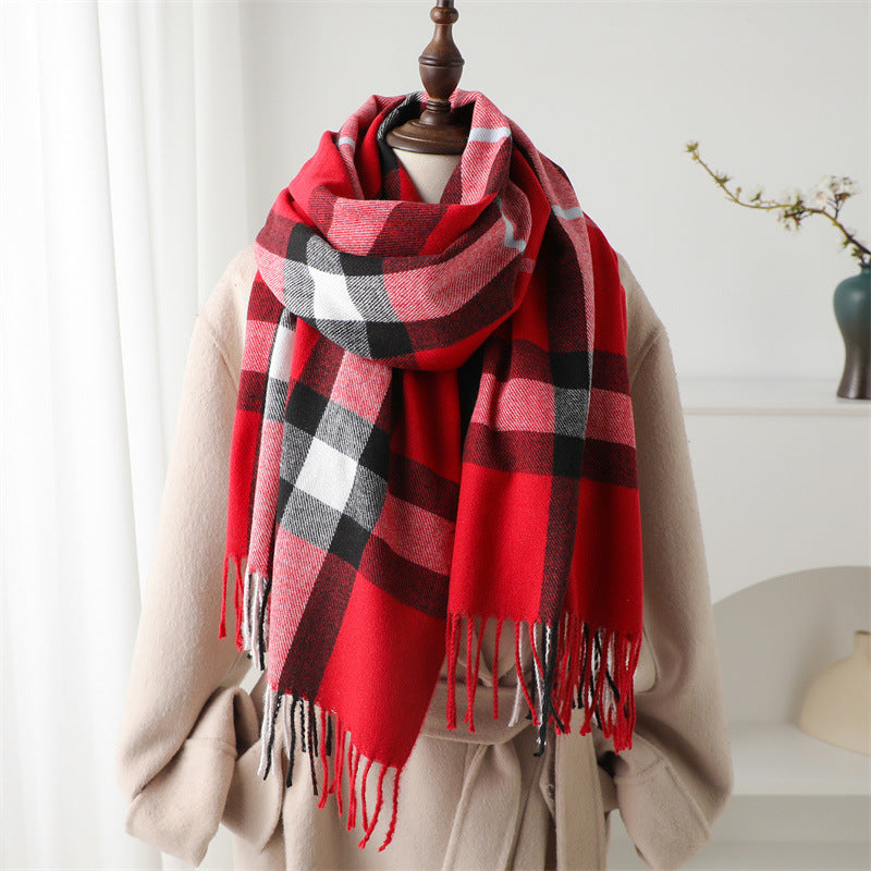 Cashmere-like Plaid Warm Shawl Scarf Unisex All-matching