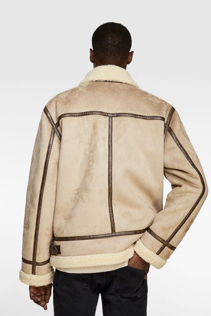 Mens Lapel Suede Fabric Jacket Coat Velvety Luxe Layering