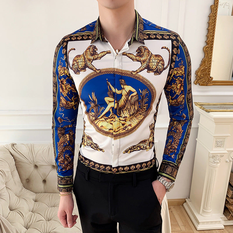 Deep Black Rose Pattern Digital Print Long Sleeve Shirt