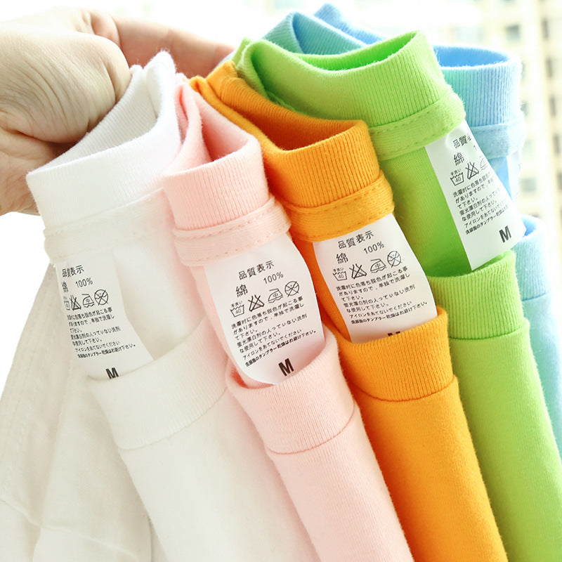 Round Neck Solid Color T-shirt Heavy Simple Style Blank Top Women's Bottoming Shirt