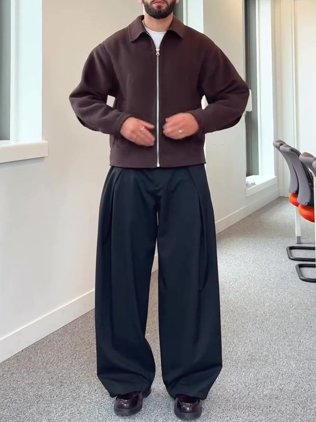 Brown Zip-Up Long Sleeve Jacket