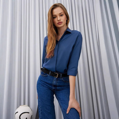 Foreign Trade Shirt Design Blouse Versatile Casual Long Sleeve