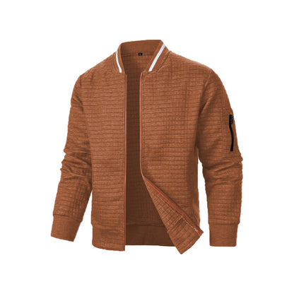 Mens Zip-Up Stand Collar Sweatshirt Jacket Athletic Comfort