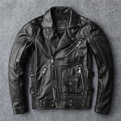 Slim Fit Soft First-Layer Cowhide Biker Leather Jacket Elite Craftsmanship